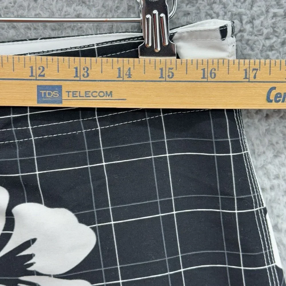 Panama Jack‎ Mens 32 Black White Floral Swim Trunks Board Shorts Hawaiian Island
